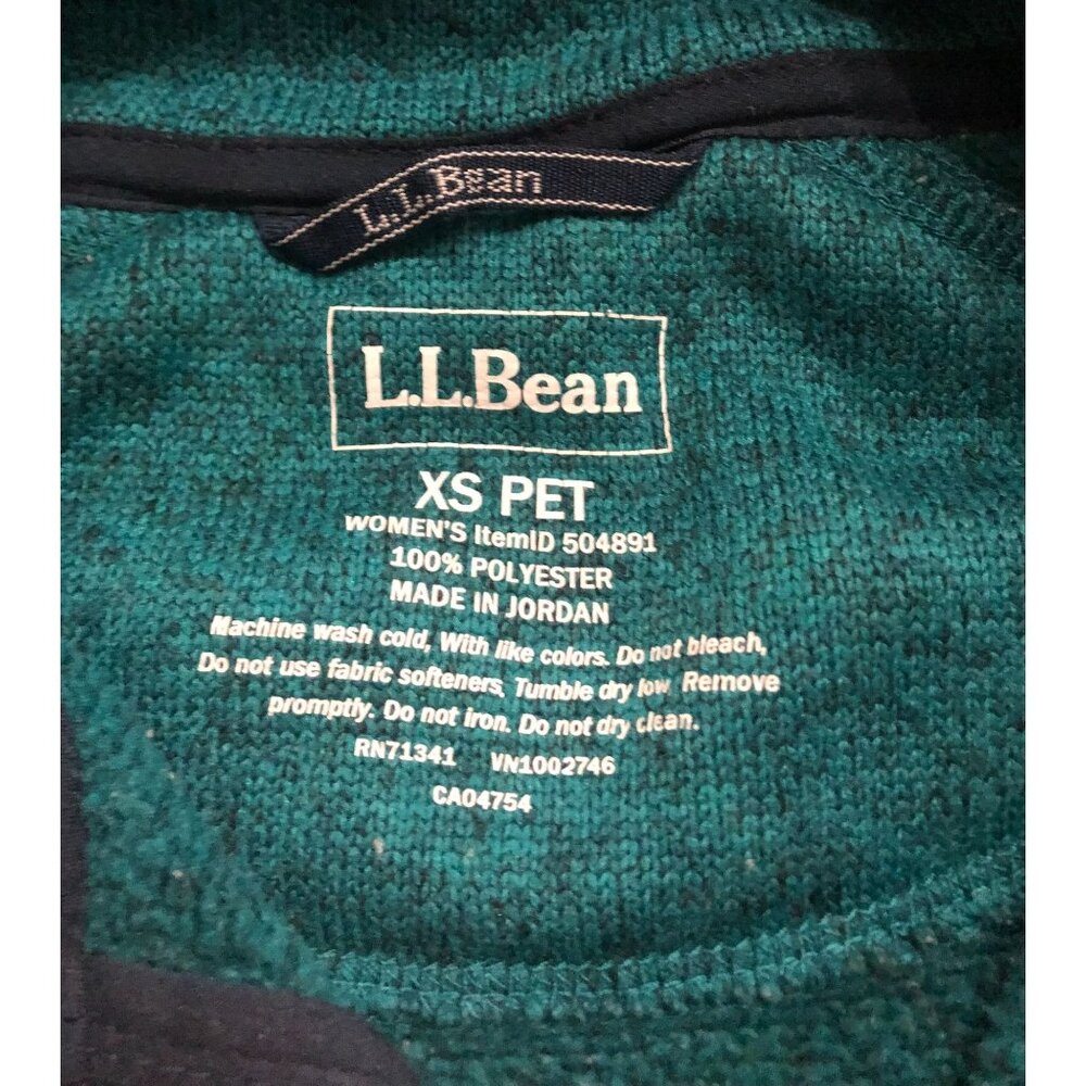 L.L. Bean Womens XS Petite Teal Blue Full Zip Fleece Jacket - Picture 3 of 7